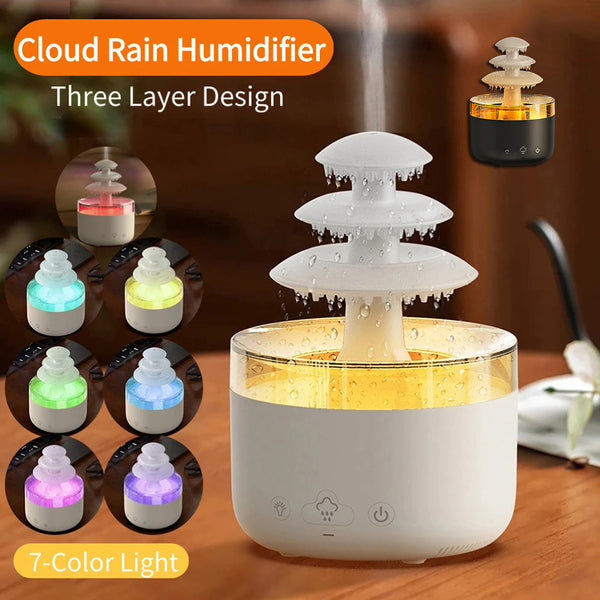 New Cloud Rain Air Humidifier Essential Oil Aromatherapy Diffuser USB Mute Mist Air Humidifier With Colorful Light - YooSwift