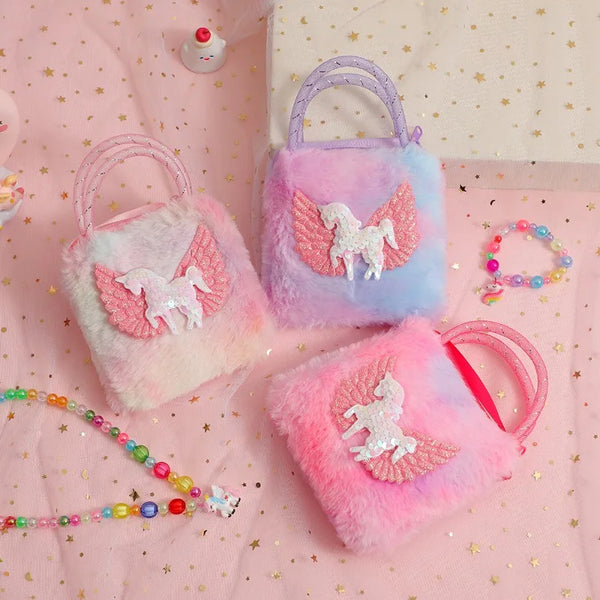 Unicorn Cartoon Plush Shoulder Bag - Adorable Crossbody Companion for Kids! - YooSwift